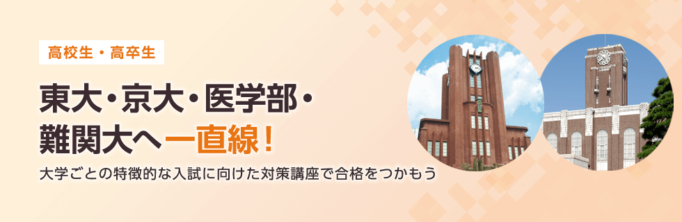 （高校生・高卒生）東大・京大・医学部・難関大へ一直線！大学ごとの特徴的な入試に向けた対策講座で合格をつかもう