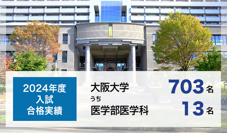 2024年度入試合格実績　大阪大学703名うち医学部医学科13名