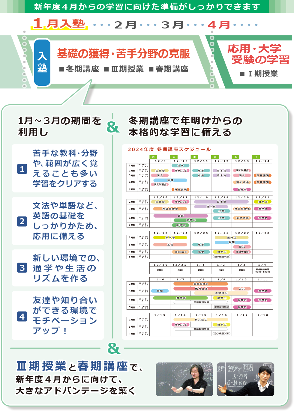 新年度４月からの学習に向けた準備がしっかりできます