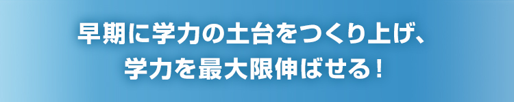 早期に学力の土台をつくり上げ、学力を最大限伸ばせる！